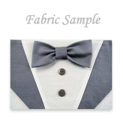 Dog Bandana with Bow Tie - "Gray Tuxedo with Gray Bow Tie" - Extra Small to Large Dog - Slide on Bandana - Over The Collar - AA - image5